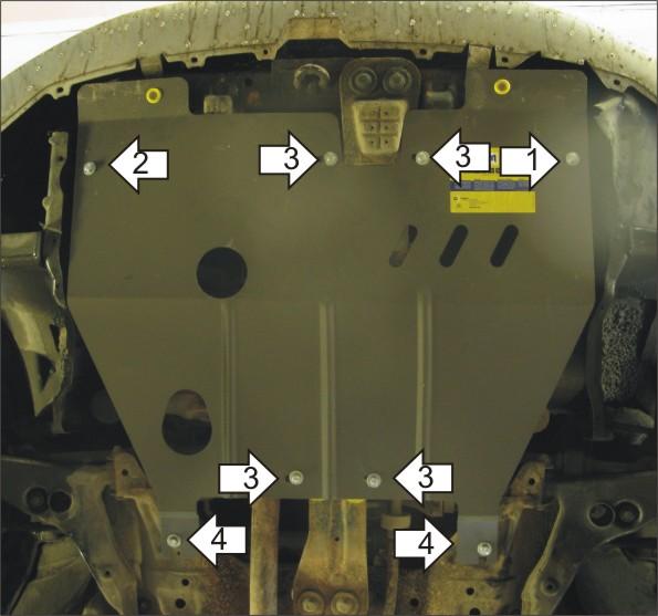 Защита стальная Мотодор (Двигатель, Коробка переключения передач), 2 мм, Сталь для Mitsubishi Carisma 1995-2006 арт. 01315