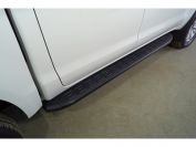 Пороги алюминиевые с пластиковой накладкой (карбон черные)  2120 мм Foton Tunland V9 2.0 Diesel АКПП 4WD 2024 арт. FOTTUNV925-03BL