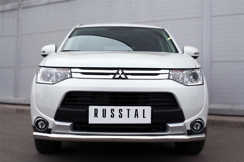 Защита переднего бампера d57 для Mitsubishi Outlander 2014, Русталь MORZ-001892, Slitkoff