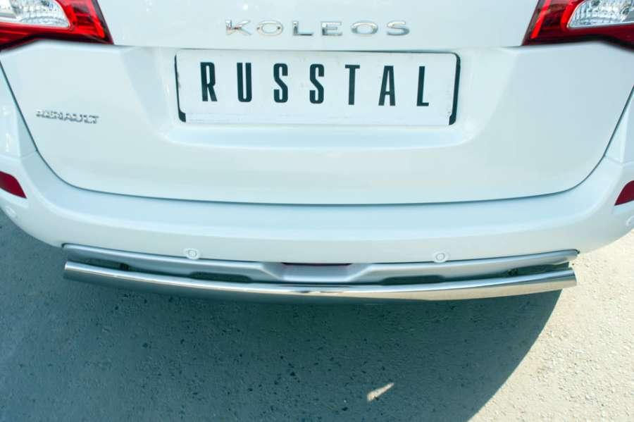 Защита заднего бампера d75x42 овал для Renault Koleos 2012, Руссталь RKZ-000591