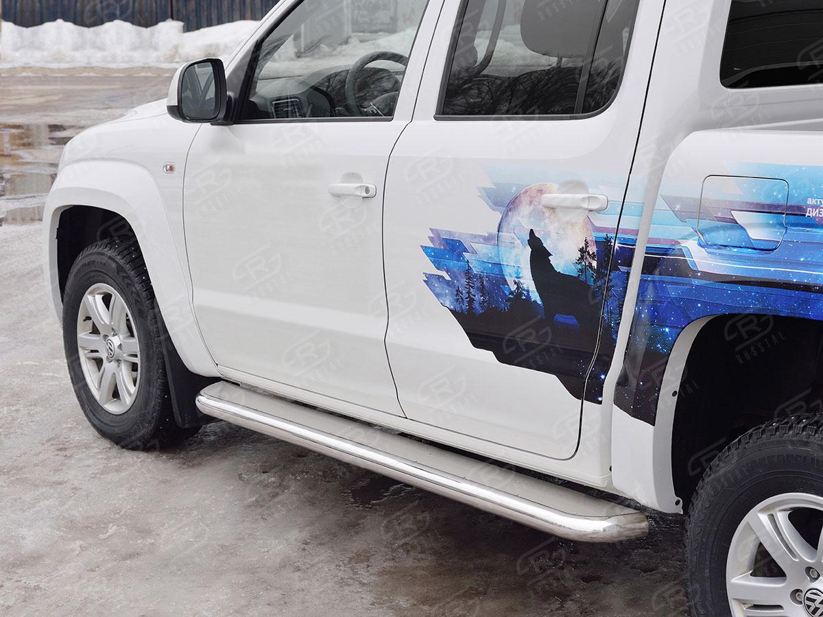 Пороги труба d57 с листом вариант 3 Volkswagen Amarok 2016, Slitkoff VAML-0025433