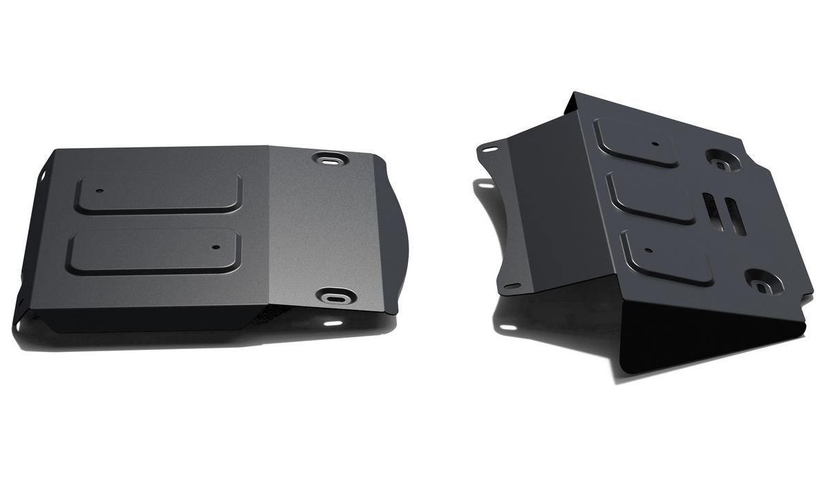 Защита картера, КПП и переднего редуктора Rival для Chevrolet Niva 2002-2020, сталь 3 мм, 2 части , с крепежом, штампованная, K222.1022.1