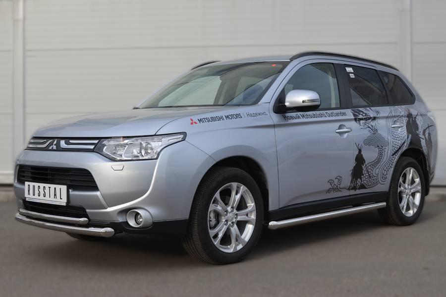 Пороги труба d57 вариант 1 для Mitsubishi Outlander 2012, Slitkoff MRT-0010531