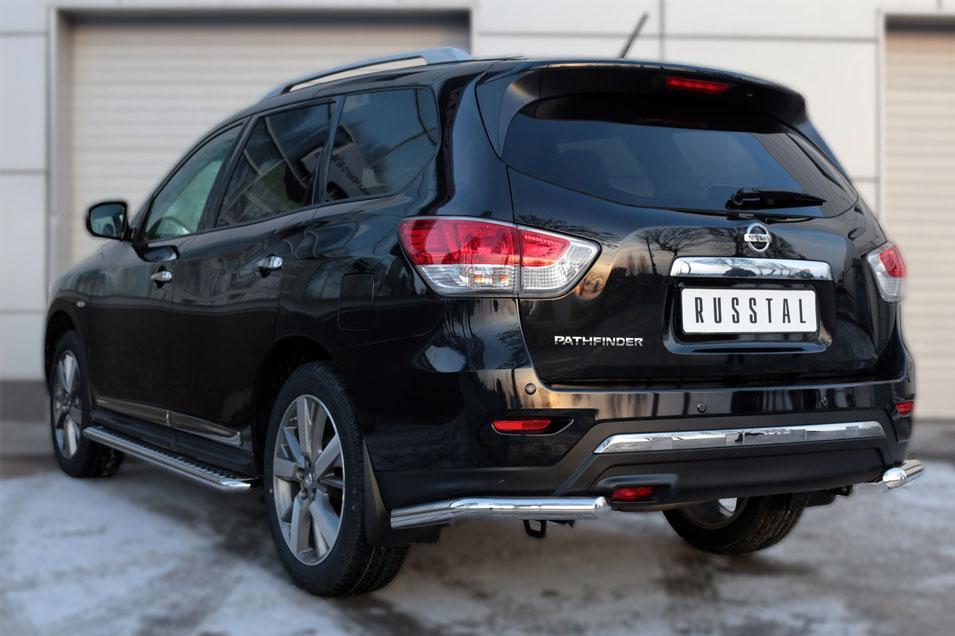 Защита заднего бампера уголки d57 для Nissan Pathfinder 2014, Slitkoff NPZ-002028
