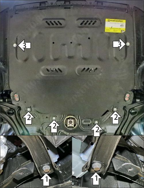 Защита стальная Мотодор (Двигатель, Коробка переключения передач), 2 мм,  для Gac GS3  2024- арт. 77805