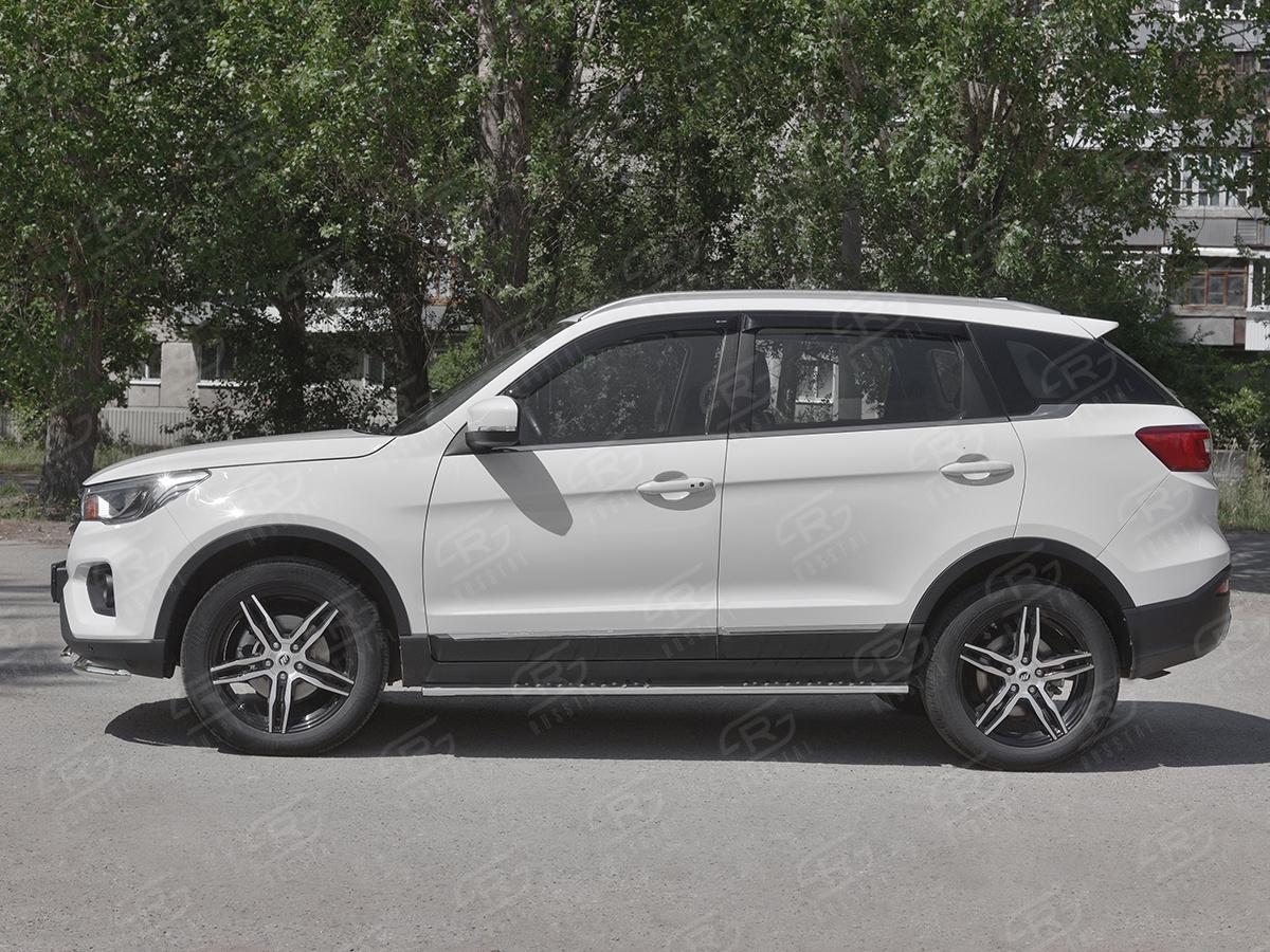 Пороги труба 75х42 овал с проступью для автомобиля Lifan X70 2018, Slitkoff LF7O-003285