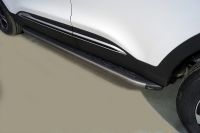Пороги алюминиевые с пластиковой накладкой (карбон серые) 1720 мм Chery Tiggo 4 pro 2022- арт. CHERTIG4P22-09GR