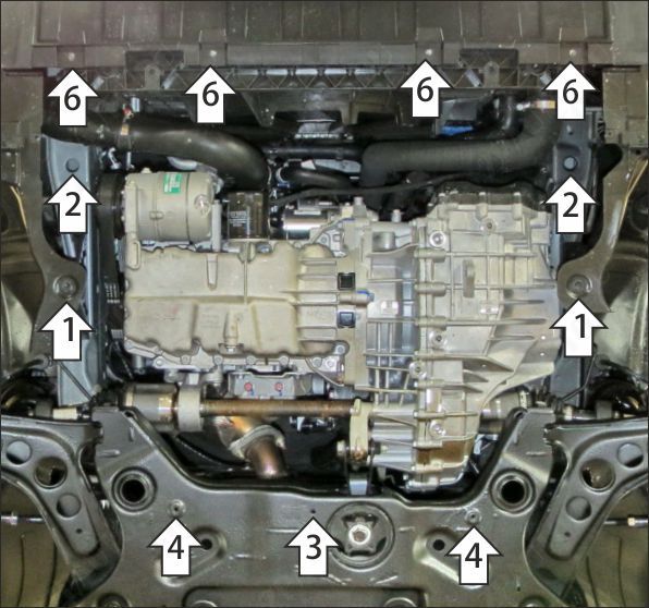 Защита стальная Мотодор (Двигатель, Коробка переключения передач), 2 мм,  для BAIC X55  2018- арт. 78504