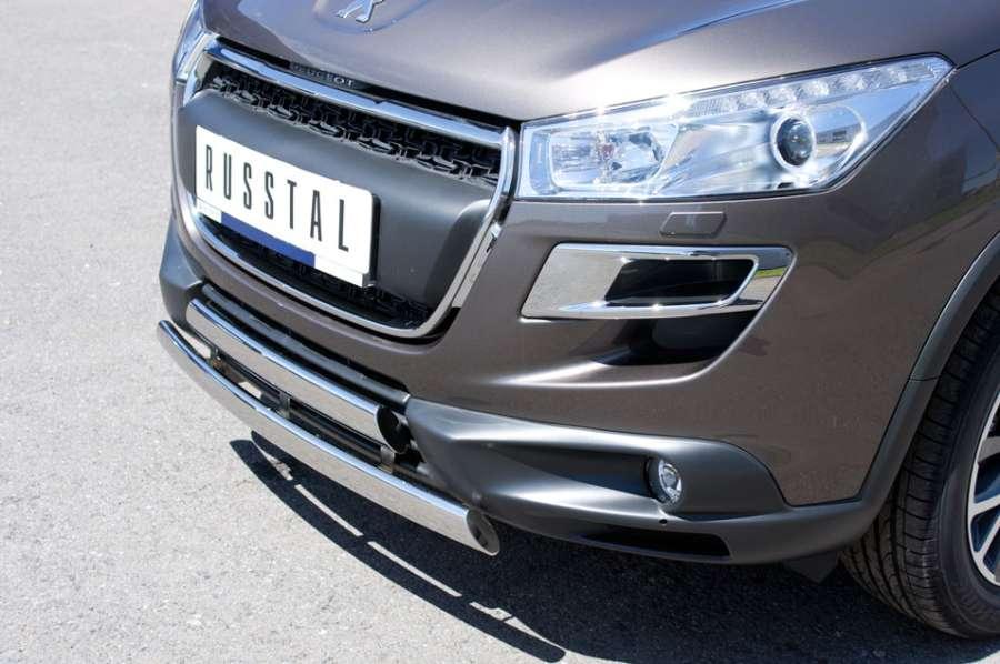 Защита переднего бампера d75x42 овал для Peugeot 4008 2012, Slitkoff P48Z-000533