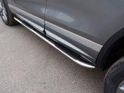 Пороги овальные гнутые с накладкой 75х42 мм для Volkswagen Touareg 2014 R-Line, ТСС VWTOUARRL14-07, TCC Тюнинг
