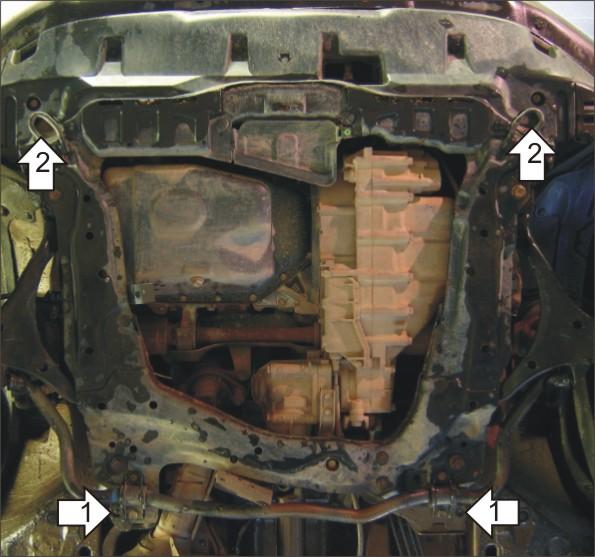 Защита стальная Мотодор (Двигатель, Коробка переключения передач), 2 мм, Сталь для Honda CR-V II 2001-2004 арт. 00824