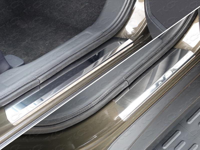 Накладки на пороги (лист зеркальный) для автомобиля Mitsubishi Outlander 2015-2018