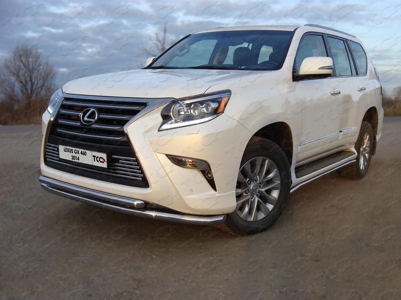 Защита передняя нижняя (двойная) 60,3/50,8 мм для автомобиля Lexus GX 460 2014-, TCC Тюнинг LEXGX46014-01