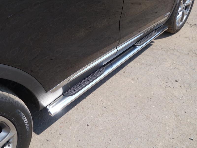 Пороги овальные с накладкой 120х60 мм для автомобиля Kia Sorento Prime 2018-, TCC Тюнинг KIASORPR18-16