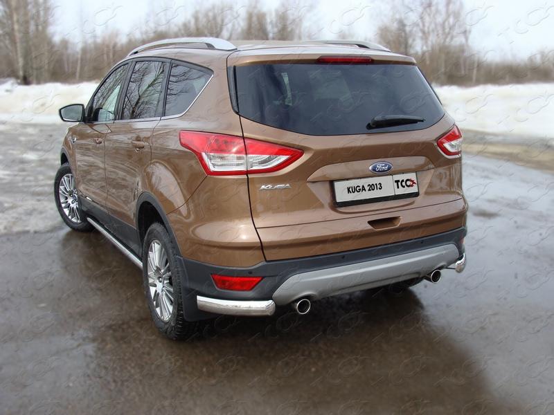 Защита задняя (уголки овальные) 75х42 мм для автомобиля Ford Kuga 2013-2016, TCC Тюнинг FORKUG13-11