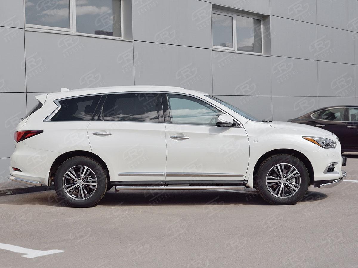 Пороги труба 120х60 овал с проступью для Infiniti QX60 2016, Slitkoff IQXO-002680