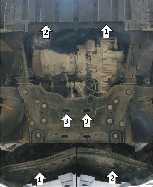 Защита  Мотодор (Двигатель, Коробка переключения передач), 2 мм, сталь для Renault Scénic IV  2016-2022 арт.71705