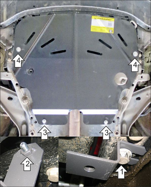 Защита стальная Мотодор (Двигатель, Коробка переключения передач), 2 мм,  Mini Cooper   2007-2014 арт. 77001