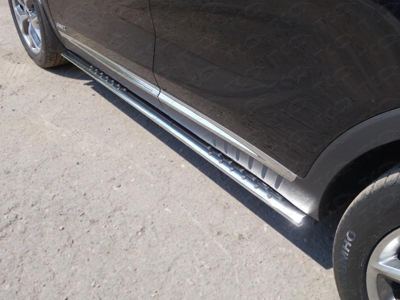 Пороги овальные с проступью 75х42 мм для Sorento Prime III 2015 (Киа Соренто Прайм 3 2015-), ТСС KIASOR15-09, TCC Тюнинг