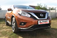 Защита переднего бампера d57 "волна" черная Nissan Murano (2014-2022) , Slitkoff, арт. NIM16001B