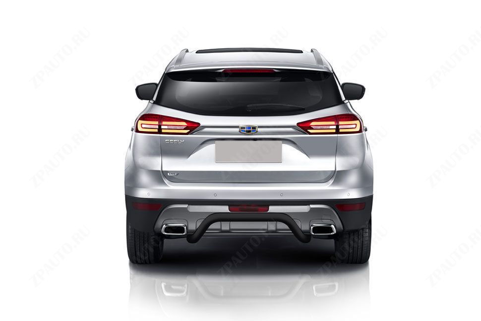 Защита заднего бампера d57 скоба черная Geely Atlas (2016-2023) , Slitkoff, арт. GEAT07B