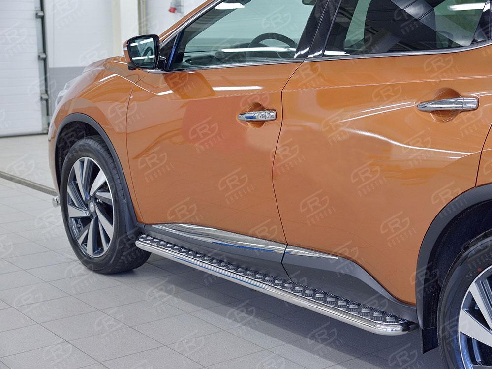 Пороги труба d42 с листом вариант 2 для Nissan Murano 2016, Slitkoff NMUL-0024092