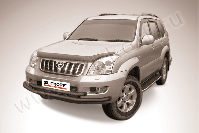 Защита переднего бампера d57+d57 двойная черная Toyota Land Cruiser Prado J120 (2002-2009) , Slitkoff, арт. TLCP003B