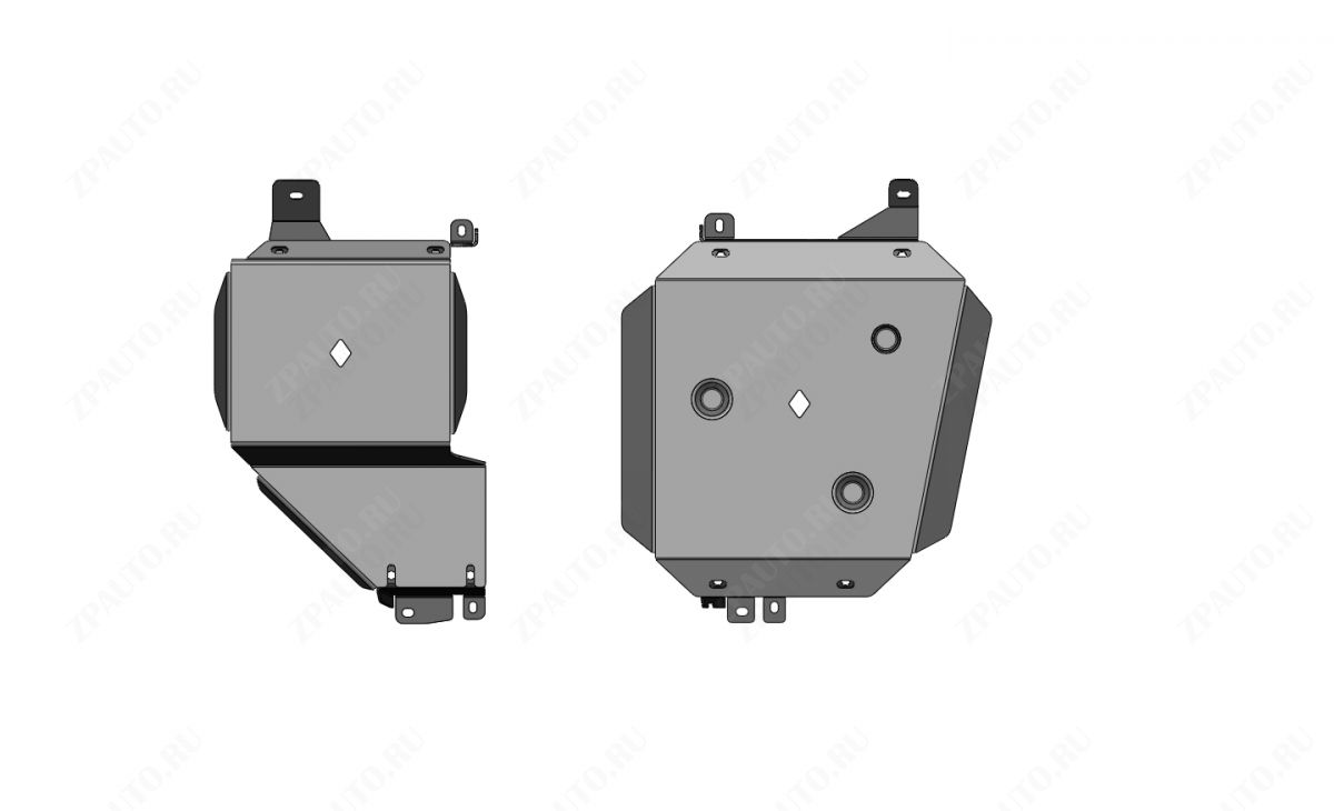 29.06ABC Защита топливного бака и абсорбера KGM Torres / KGM Korando (2025-), из 2-х частей (Алюминий 4мм)