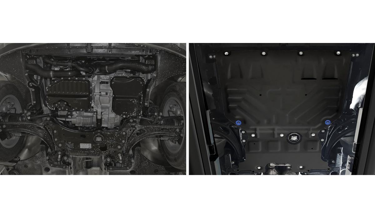 Защита картера и КПП Rival для Volkswagen Teramont 2017-2020 2021-н.в., сталь 1.8 мм, 2 части , с крепежом, штампованная, 111.5861.2