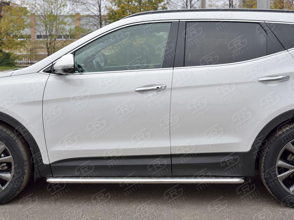 Пороги труба d42 с листом вариант 1 для Hyundai Santa Fe 2015, Slitkoff HSFPL-0024481