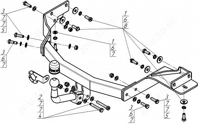 Фаркоп KIA Sorento 2020-, тип шара A, Motodor, арт.ZK101A