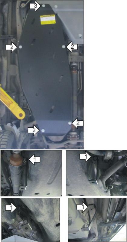 Защита алюминиевая Мотодор (Топливный бак), 8 мм, Алюминий для Mitsubishi Pajero IV 2006-2012 арт. 381305