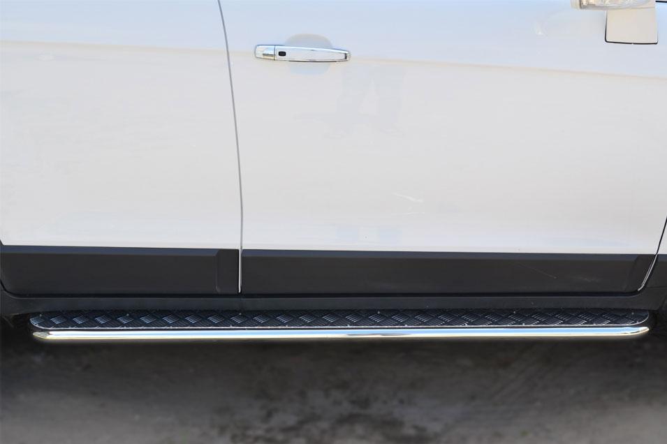 Пороги труба d42 с листом для Chevrolet Captiva 2013, Руссталь CAPL-001752