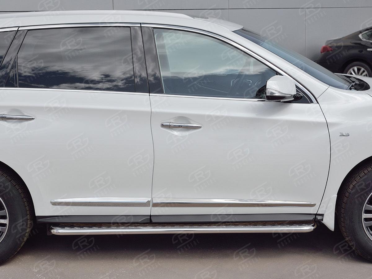 Пороги труба d42 с листом вариант 2 для Infiniti QX60 2016, Slitkoff IQXL-0026812