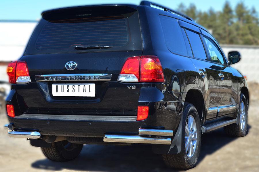 Защита заднего бампера уголки d76/57 для Toyota Land Cruiser 200 2012, Slitkoff TLCZ-001648