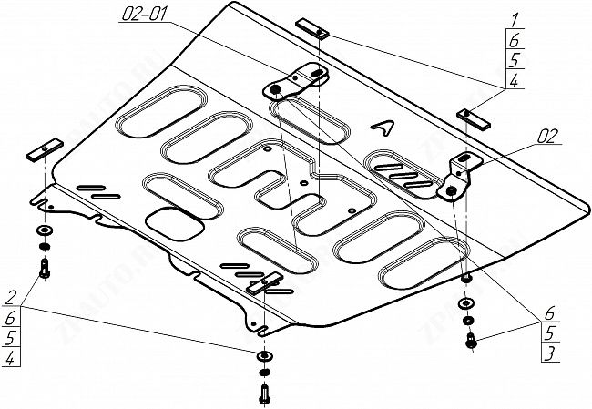 Защита АвтоСтандарт (Двигатель, Коробка переключения передач), 1,5 мм,  для Gac GS8  2023- арт. 57802