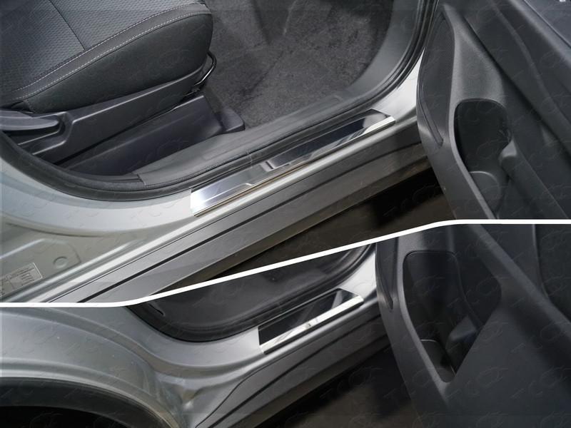 Накладки на пороги (лист зеркальный) 4шт для автомобиля Mitsubishi Outlander 2018-