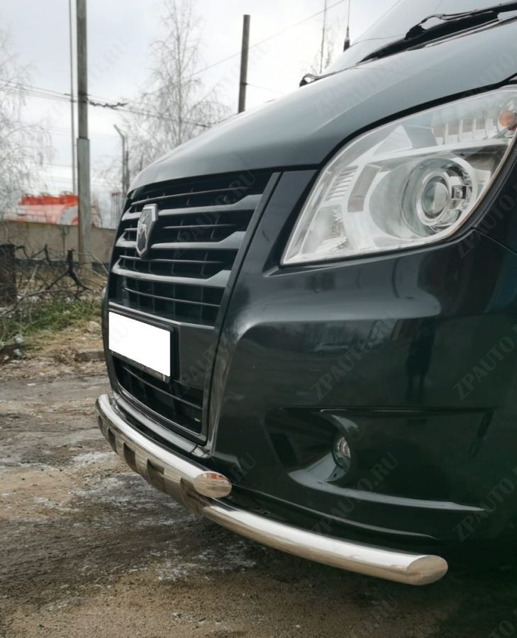 Защита переднего бампера с перемычками для автомобиля ГАЗ ГАЗель Next 2014 арт. GZNXT.14.75-4