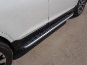 Пороги алюминиевые с пластиковой накладкой (карбон серебро) 1820 мм для Subaru Outback V 2014 (Субару Аутбек 5 2014), ТСС SUBOUT15-11SL, TCC Тюнинг
