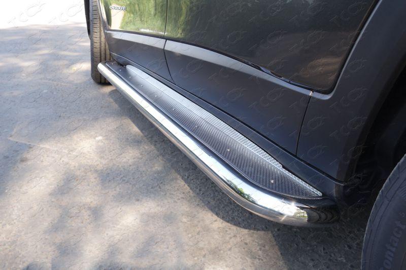 Пороги с площадкой (нерж. лист) 60,3 мм для автомобиля Jeep Cherokee (Sport, Longitude, Limited) 2014-, TCC Тюнинг JEEPCHER14-08