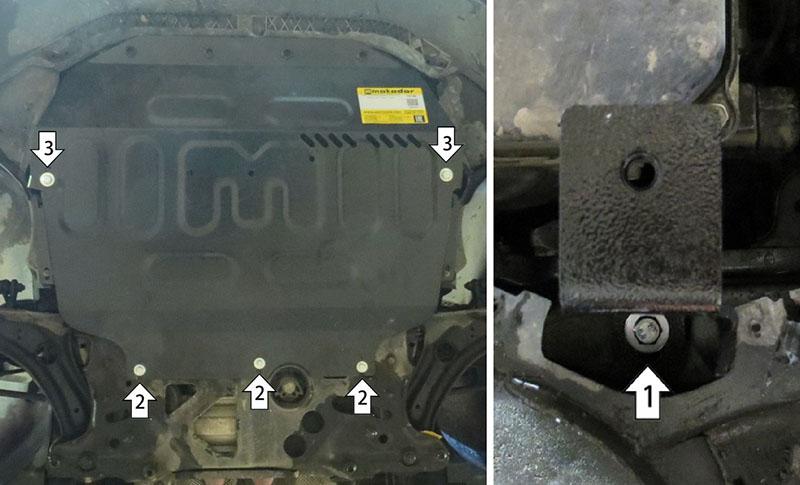 Защита стальная Мотодор (Двигатель, Коробка переключения передач), 2 мм, Сталь для Volkswagen Passat B8 2015- арт. 72746