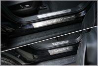 Накладки на пороги (лист шлифованный надпись Chery) 4шт для автомобиля Chery Tiggo 8 pro 2021 TCC Тюнинг арт. CHERTIG8P21-11
