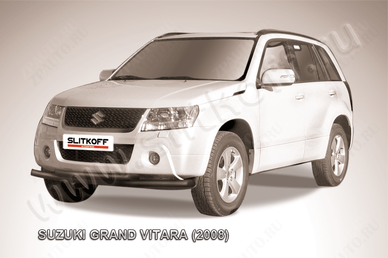 Защита переднего бампера d57+d57 двойная черная Suzuki Grand Vitara (2008-2012) , Slitkoff, арт. SGV08008B