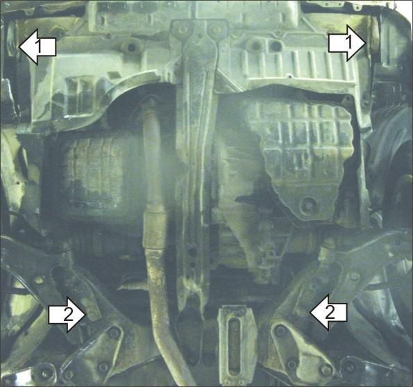 Защита стальная Мотодор (Двигатель, Коробка переключения передач), 2 мм, Сталь для Nissan Almera 1995-2000 арт. 01401