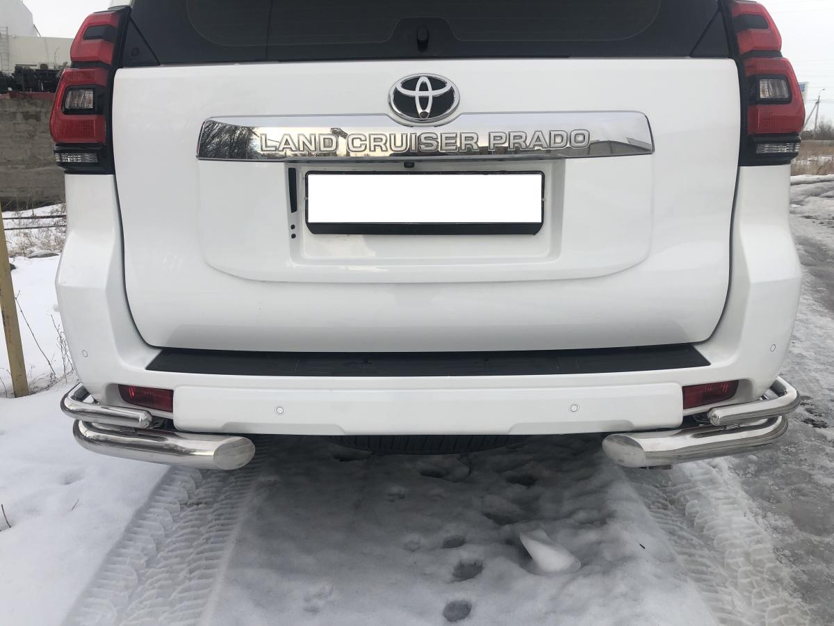 Защита заднего бампера угловая двойная для автомобиля Toyota Land Cruiser Prado 150    2017 арт. TLCP150.17.20