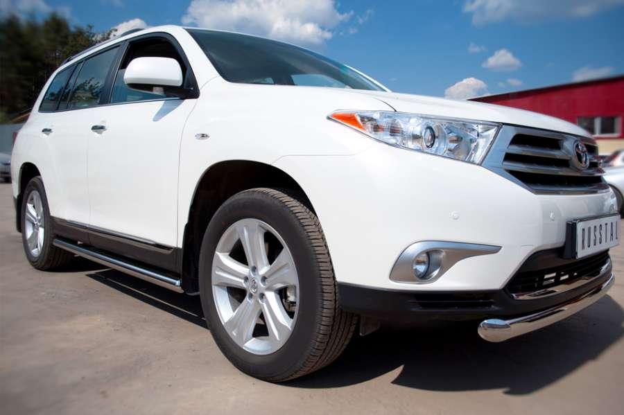 Пороги труба d57 вариант 3 для Toyota Highlander 2010, Slitkoff THT-0007373