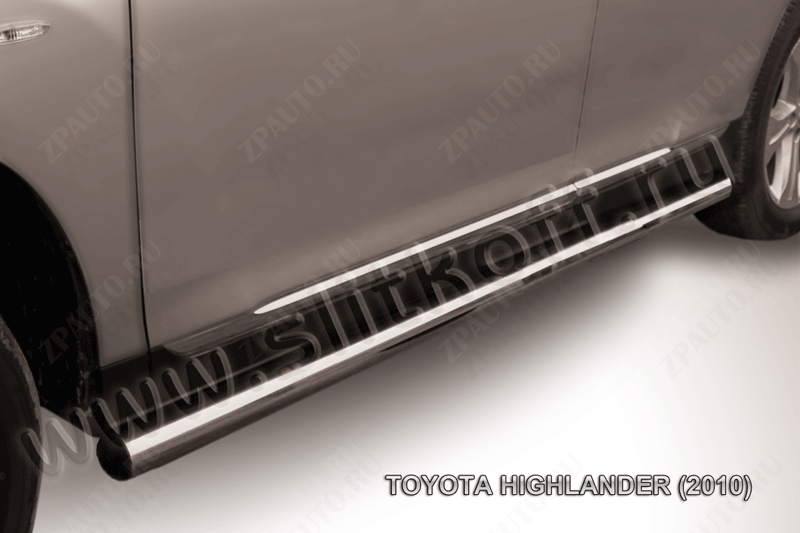 Защита порогов d76 труба Toyota Highlander (2010-2013) Black Edition, Slitkoff, арт. THI009BE