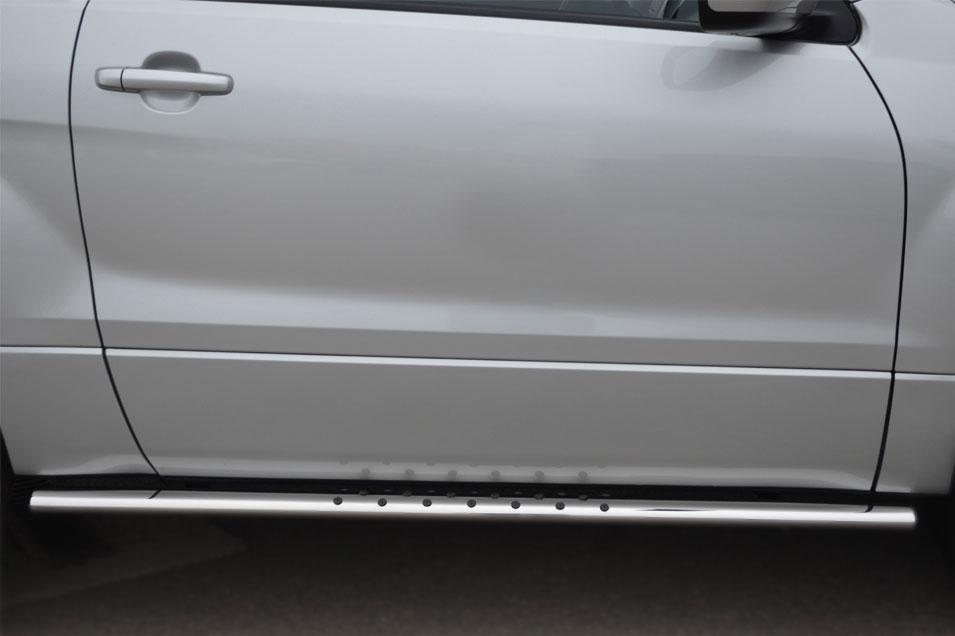 Защита порогов d75x42 с проступью для Suzuki Grand Vitara 3d 2012, Slitkoff SV3O-001109