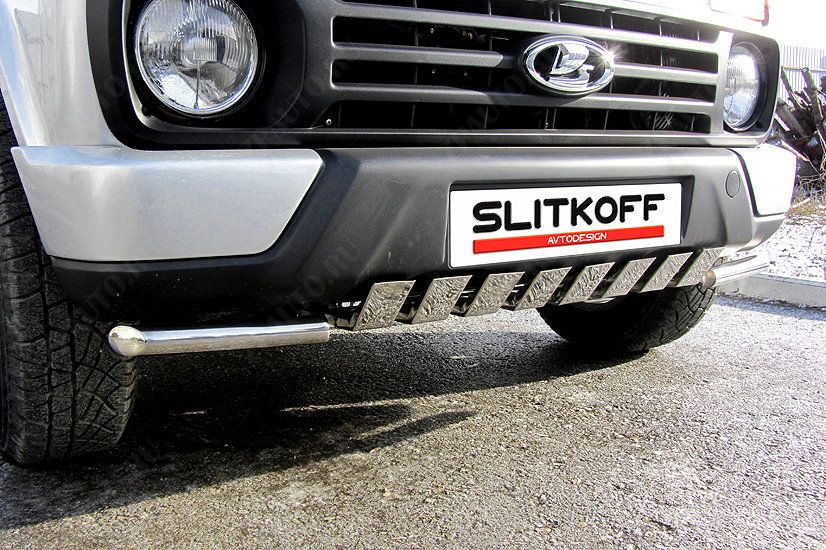 Защита переднего бампера d42 с декоративными элементами Lada Niva Urban 3d (2014-2023) , Slitkoff, арт. NivUR001