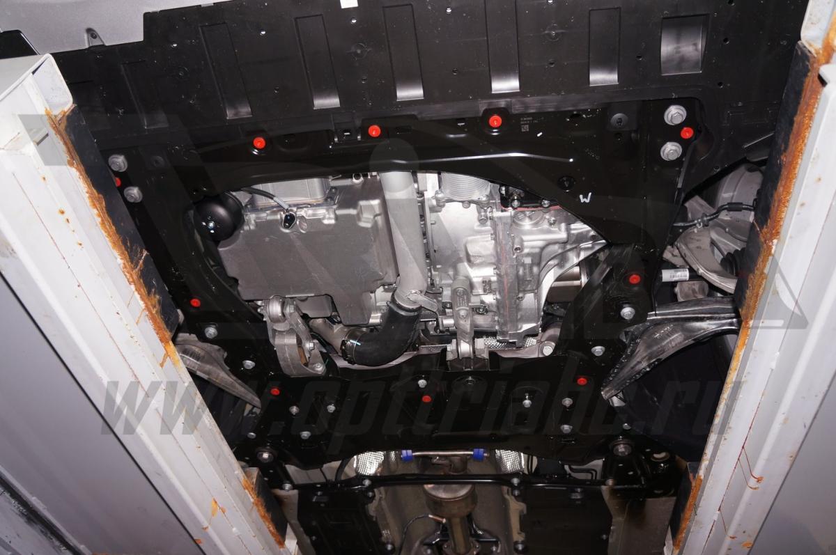 Алюминиевая защита картера и КПП на Volvo XC90 (2015-) / V90 (2016-) / S90 (2015-) / XC60 (2018-), алюминий 4 мм, АВС-Дизайн, арт. 25.05ABC